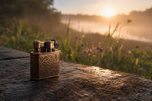 Collectible lighter detail with water droplets