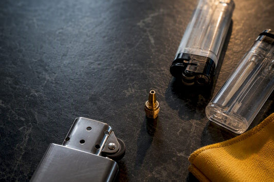 Partial lighter components beside disposable shells