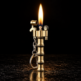A metallic gold lighter shaped like a bamboo stalk — view 1